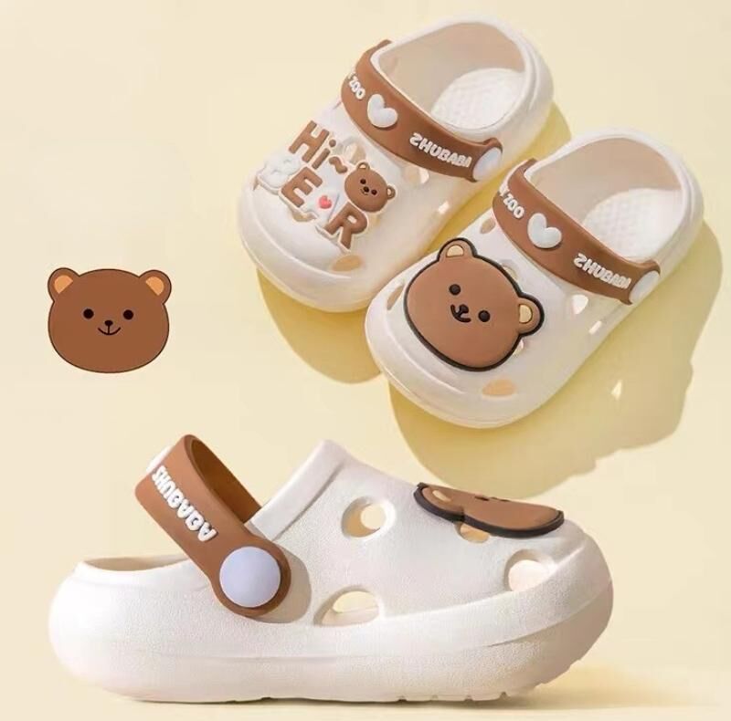 JR-Studio Summer New Children's Cold Slippers Indoor Non -slip and Soft Bottom Comfort Cute Baby Hole Shoes, Boys and Girls Home Slippers