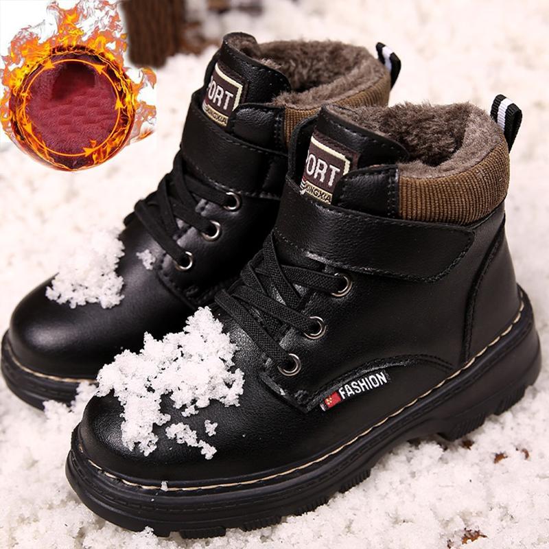 KuSandy Winter Children Plus Velvet Warm Boots Children's Cotton Shoes Boys Snow Boots