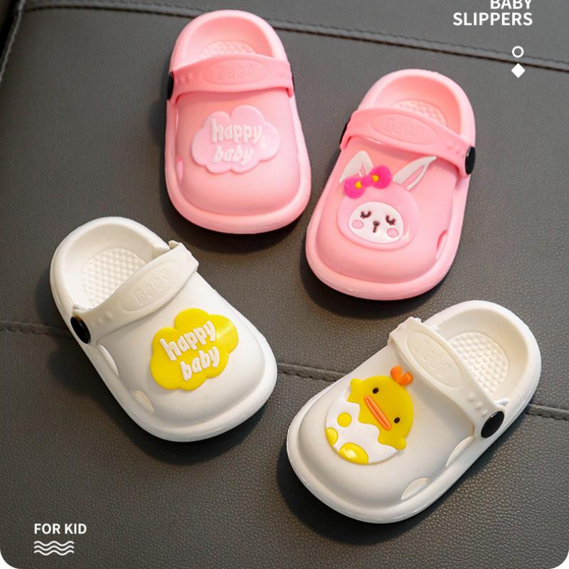 QM Dream 2024Children's Slippers Summer Cartoon Baby Shoes Boys Soft-soled Non-slip Bathroom Slippers