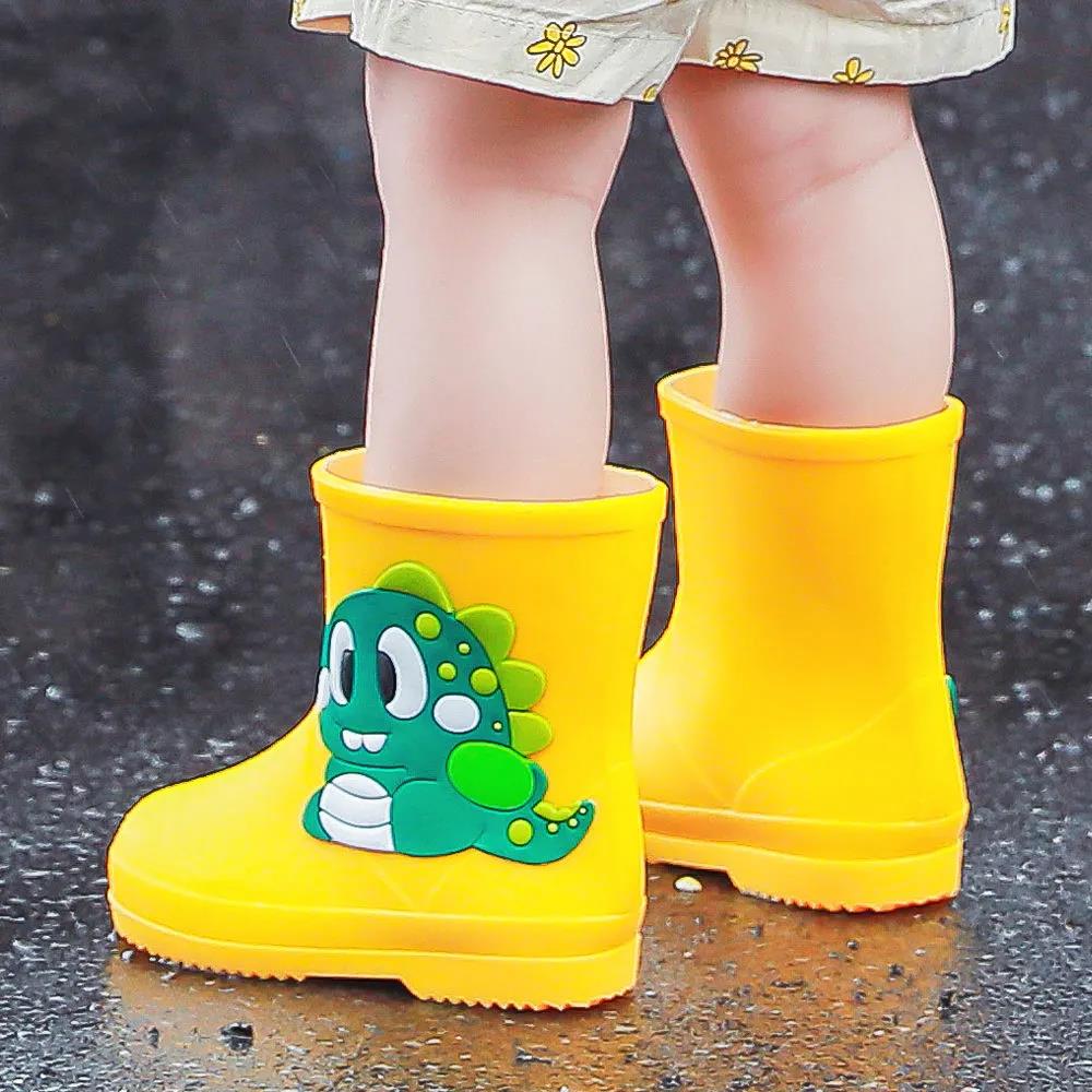 Zorioneko Children's Shoes Baby Waterproof Rainboots Boys Girls Toddler Non-Slip Cartoon Rubber PVC Ankle RainBoots