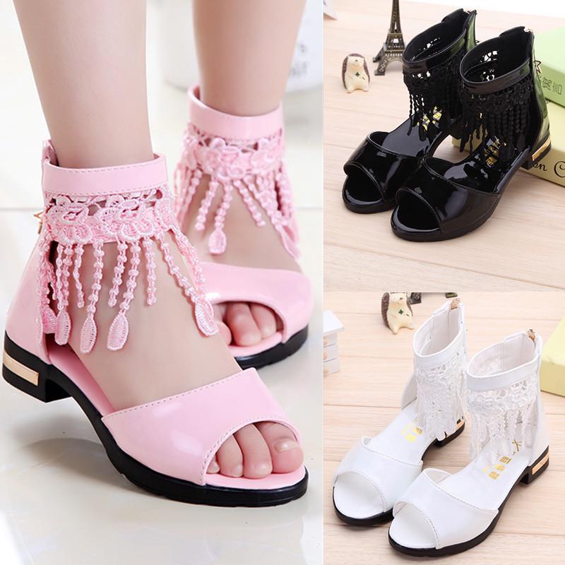 Acioa Children's Shoes Girl's Sandals Summer New Fashion Shoes Middle School Children's Soft Soled Student Roman Shoes