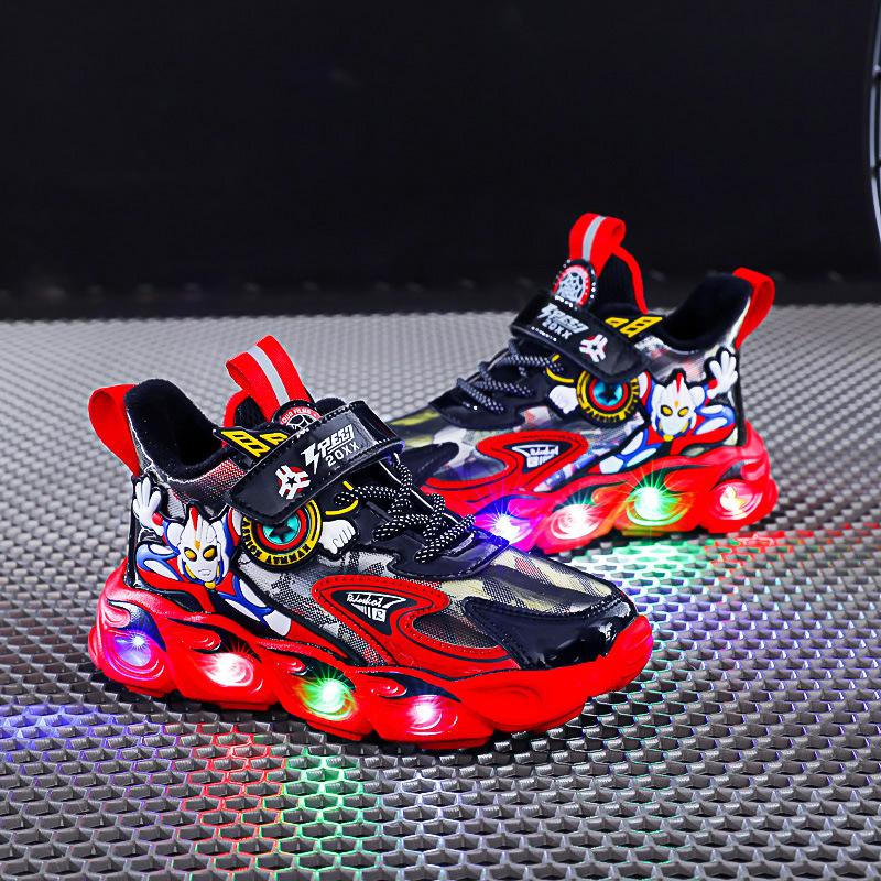 To Be Fashion 2024 Luminous Boys Luminous Shoes Sneakers with Lights Shoes Children's Cartoon Led Light Shoes Tide