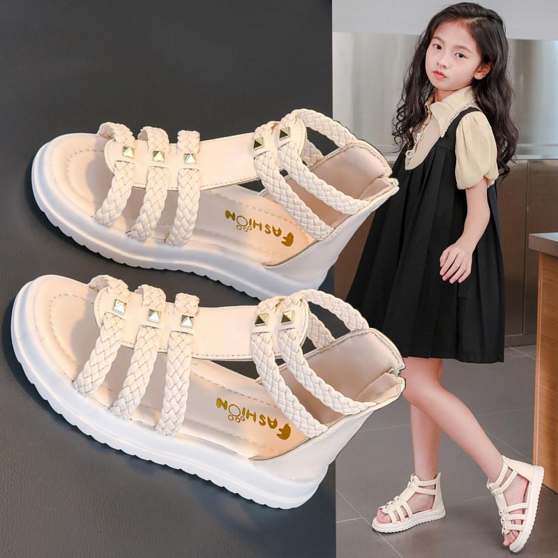 SHIJIN Health Summer New Fashion Open Toe Princess Shoes Soft Soled Children's Shoes Roman Shoes Girls Sandals