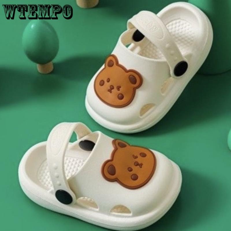 WTEMPO Children's Slippers Boys and Girls Strawberry Fruit Cute Non-slip Package Head Hole Shoes Infant Small Children Baby Sandals