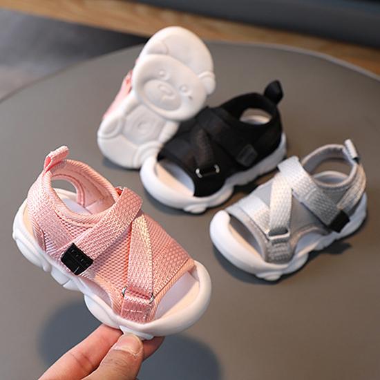 Shoelife Children's Sandals Girls' Solid Velcro Korean Edition Sandals Children's Beach Shoes Baby Soft Sole Summer Baotou Sandals