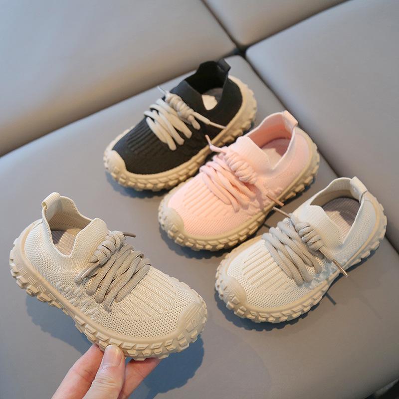 WAY NE Children's sports shoes, breathable mesh shoes, 2023 Spring and Autumn Boys' casual shoes, knitted girls' coconut shoes, soft soled baby shoes