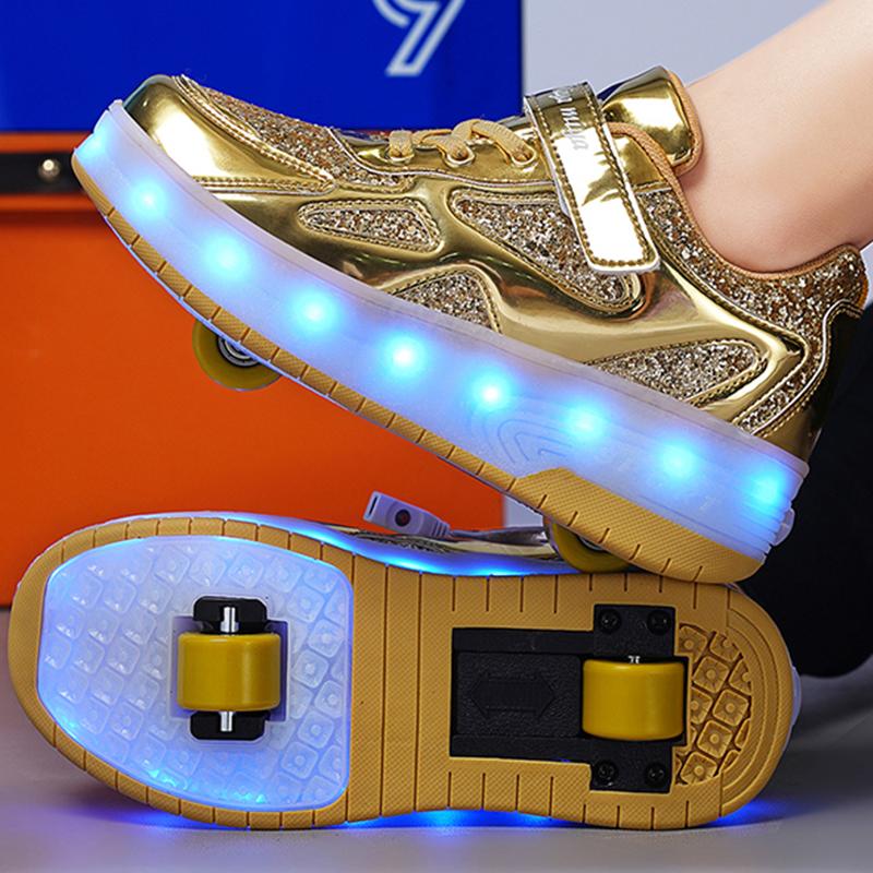 FANQISON Sneakers 27-40 Children's  Luminous Sports Shoes Can Be Charged and Switched To Girls Light-emitting Sneakers LED Kids Glowing Sneakers