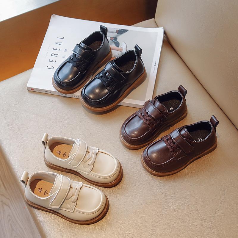 TWINFLAMES New Korean Version Children's Leather Shoes Baby Fashion Toddler Shoes Boy's Soft Sol Single Shoes Solid Color Casual Shoes
