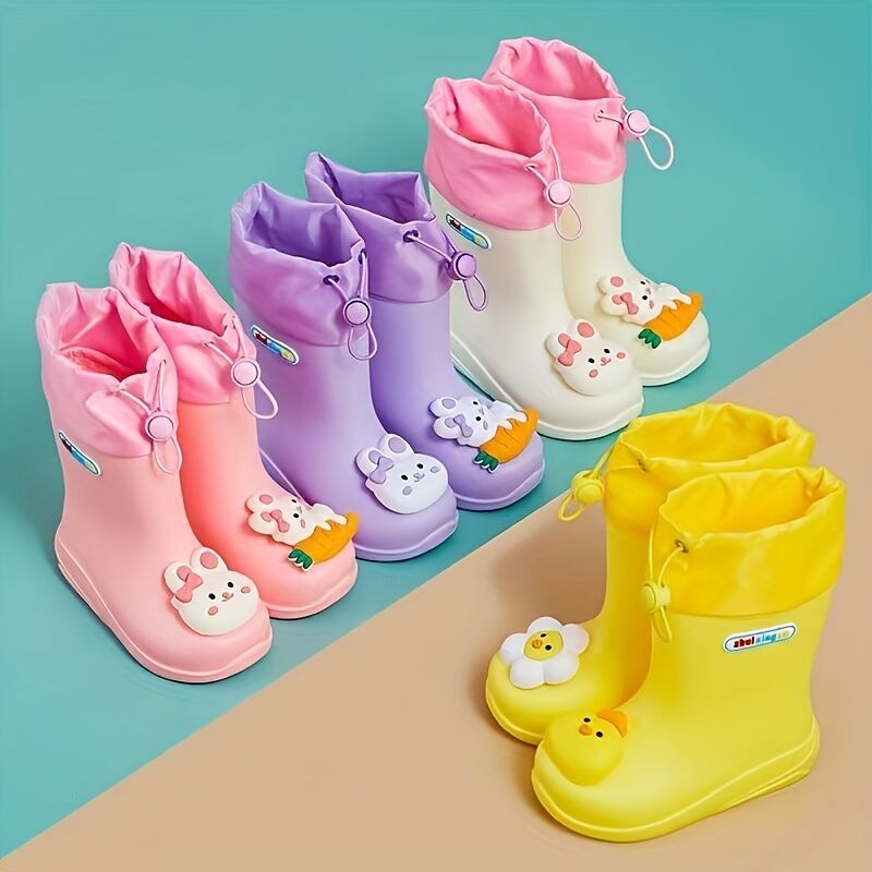Temu Cute Cartoon Rain Boots For Girls, Non-slip Wear-resistant Waterproof Rain Shoes For Outdoor, All Seasons Violet 13 Little Kid