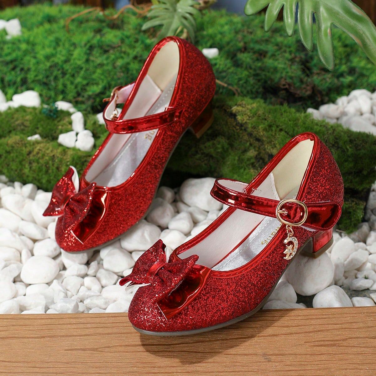 SHEIN Children's High Heel Shoes Princess Shoes Red CN34,CN35,CN36,CN37,CN38,CN27,CN28,CN29,CN30,CN31,CN32,CN33