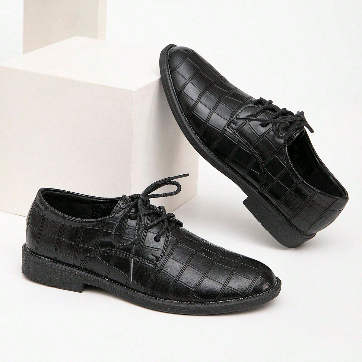 SHEIN Children's Vintage College Style Lace-Up Leather Shoes Black EUR34,EUR35,EUR36,EUR37,EUR38,EUR30,EUR31,EUR32,EUR33