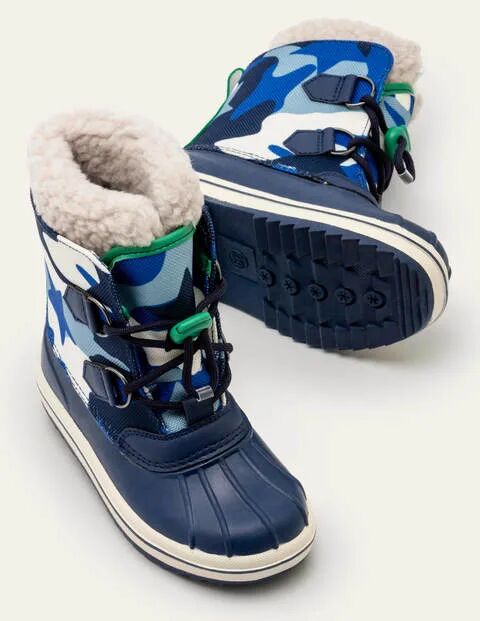 Mini All-weather Camo Boots Brilliant Blue Staroflage Boys Boden Sole Size: 29