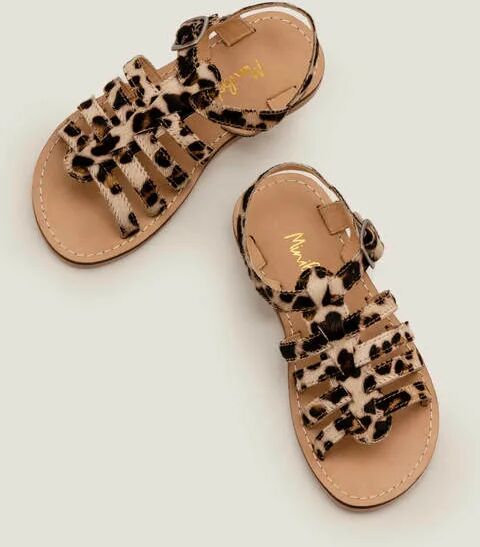 Mini Leather Gladiator Sandals Tan Leopard Girls Boden Leather Size: 27