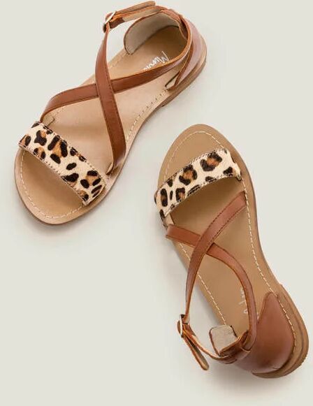 Mini Leather Crossover Sandals Tan Girls Boden Leather Size: 25