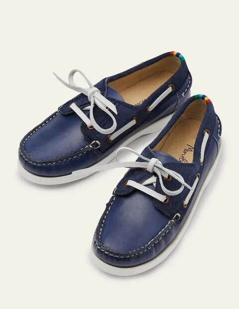 Mini Boat Shoes College Navy Boys Boden Leather Size: 35