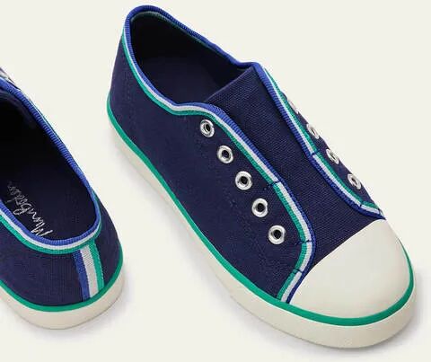 Mini Laceless Canvas Pull-ons College Navy Boys Boden Cotton Size: 25