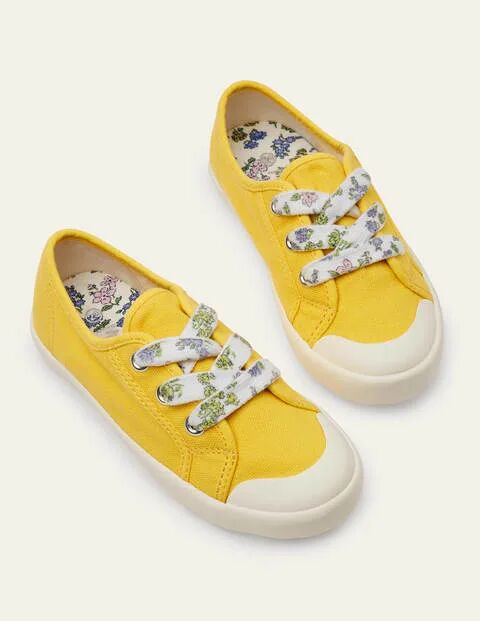 Mini Floral Lace Canvas Shoes Sweetcorn Yellow Girls Boden Cotton Size: 28