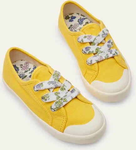 Mini Floral Lace Canvas Shoes Sweetcorn Yellow Girls Boden Cotton Size: 32