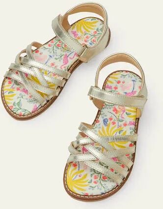 Mini Leather Padded Sandals Gold Girls Boden Leather Size: 33