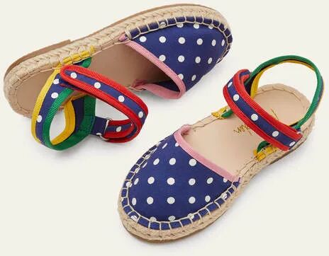 Mini Espadrilles College Navy Spot Girls Boden Cotton Size: 28