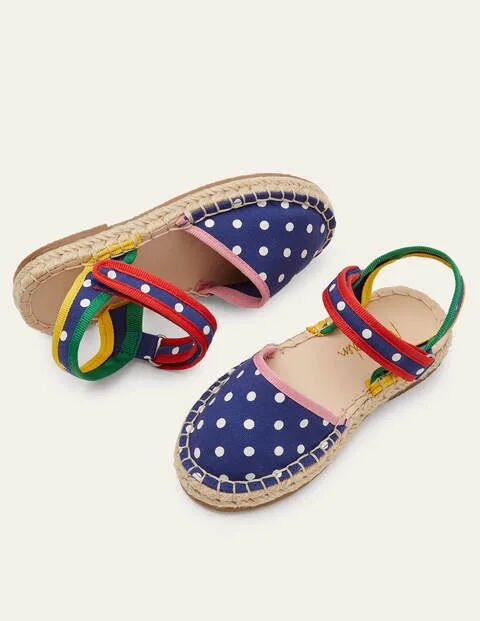 Mini Espadrilles College Navy Spot Girls Boden Cotton Size: 25