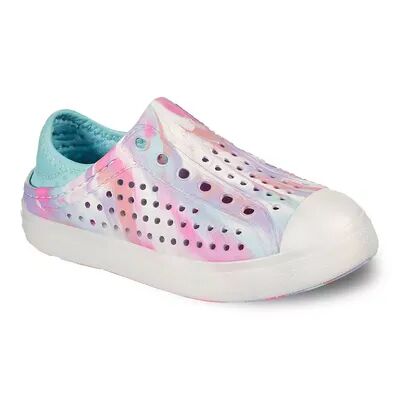 Skechers Foamies Guzman Flash Solar Swirl Girls' Light-Up Shoes, Girl's, Size: 12, Blue