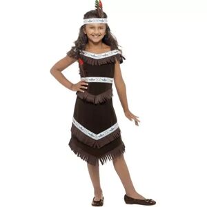 Smiffys - Mädchenkostüm Indianerin, 134-140, Dunkelbraun
