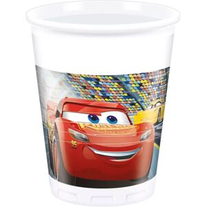 Procos - 8 Plastikbecher Cars 3 200 Ml, Rot