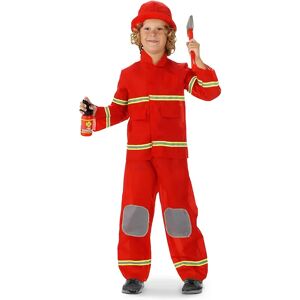 buttinette Feuerwehrmannkostüm für Kinder, rot - Size: Gr. M (Gr. 116–134)