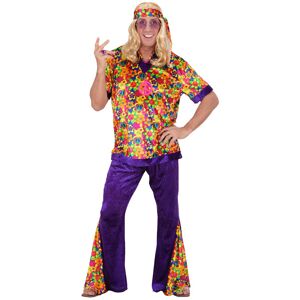 WIDMANN 60er Hippie Samt Kostüm lila-bunt