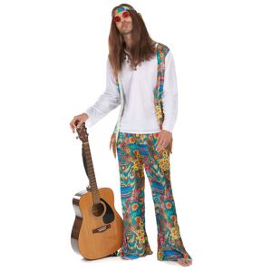 SMIFFY'S 60er 70er Hippie Kostüm blau-pink-gelb