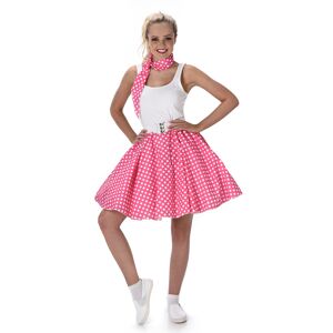 KARNEVAL-MEGASTORE 50er-Jahre Rockabilly Petticoat-Rock mit Halstuch pink-weiss