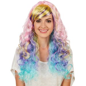 tectake Frauenperücke Locken Ombré Pastell - bunt