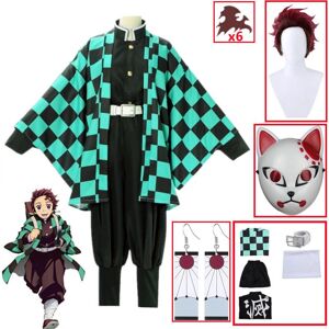 Kelway 2021 Dämon Slayer Kimetsu Keine Yaiba Tanjiro Kamado Cosplay Kostüm Kimono Umhang Halloween Party Anime Kleidung Uniform Set