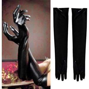 J1men Frauen Cosplay Kunstleder Hohe Elastische Armstulpen Lange Handschuhe Vollfinger Schwarz Sexy Neuheit