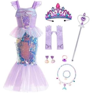 Richbaby Kleines Mädchen Meerjungfrau-Prinzessin-Kostüm, Pailletten-Partykleid Für Kleinkinder, Kinder, Babys, Halloween-Verkleidung Mit Zubehör