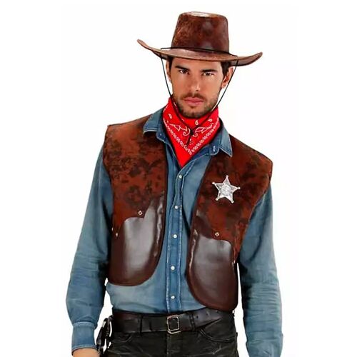 Karneval Universe Cowboy Weste braun XL   Cowboy Kostüm Zubehör L/XL