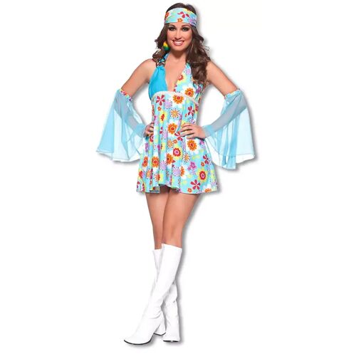 Karneval Universe Flower Power Minikleid L   Sexy Hippie Kostüm für Frauen