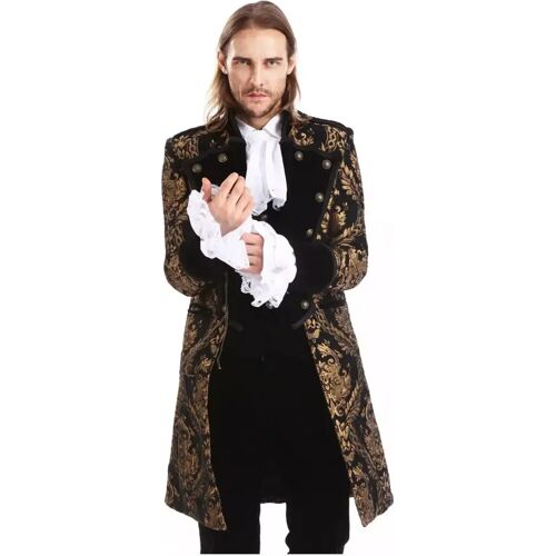 Karneval Universe Gothic Aristokrat Herren Mantel Gold Brokat ➤ Steampunk Mode XS