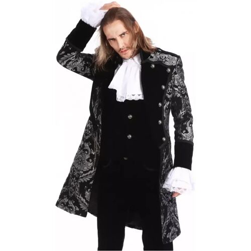 Karneval Universe Gothic Aristokrat Herren Mantel Silber Brokat ➤ Steampunk Mode M