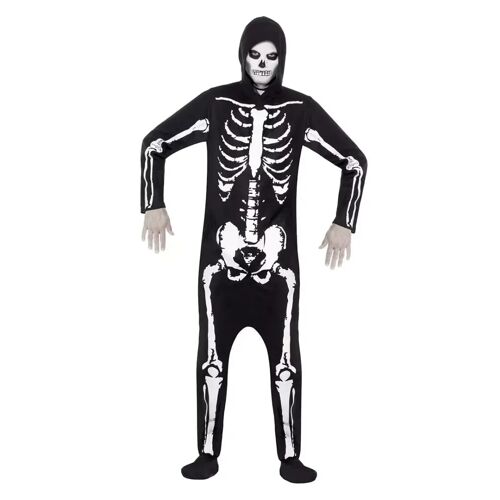 Karneval Universe Skelett Kostüm mit Kapuze  Bedruckter Skelett Anzug mit Kapuze M