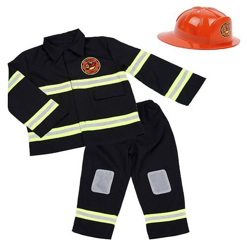 Den Goda Fen Kostüm – Feuerwehrmann-Set – Schwarz – 4-6 Jahre (104-116) – Den Goda Fen Kostüm