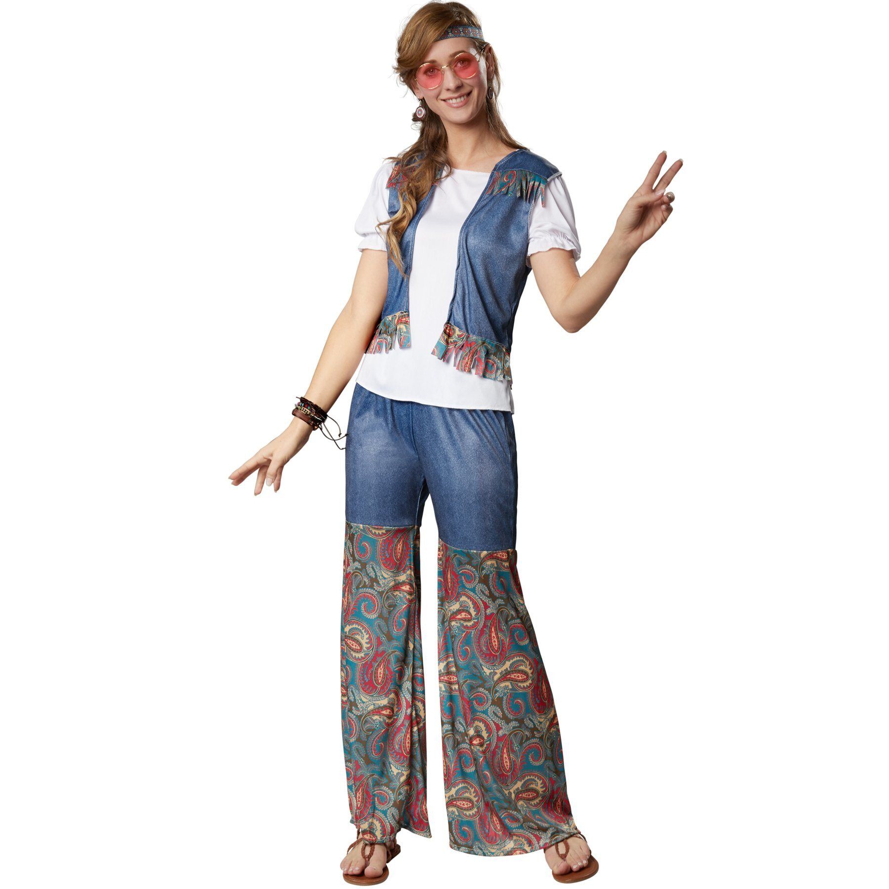 tectake Hippie-Kostüm »Frauenkostüm Groovy Flower Girl«