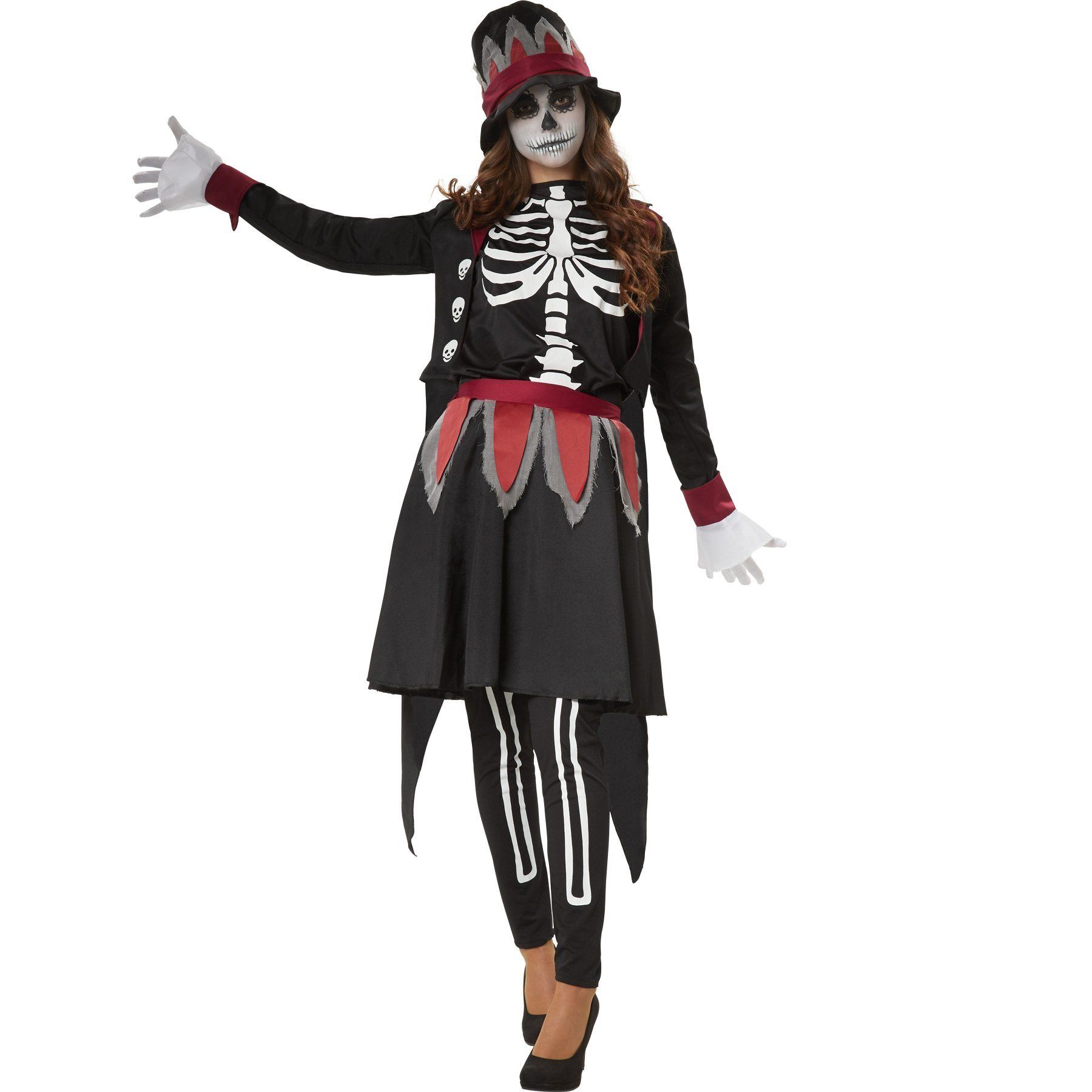 tectake Kostüm »Frauenkostüm Gruselige Skull Lady«