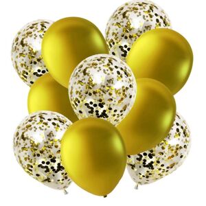 Sassier Balloner Konfettifest Fødselsdag Nytår - Smukke holdbare metalliske guldballoner & Guld Konfettiballoner
