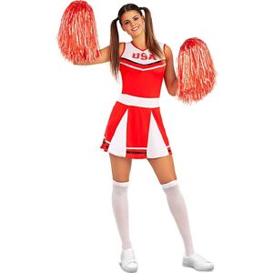 Funiglobal Funidelia   Cheerleader kostume til kvinder ▶ Cheerleader, Amerikansk Fodbold, Gymnasium, Professioner - Rød