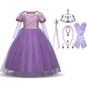 B4B Prinsesse kjole Rapunzel Tangled kostume + 7 ekstra tilbehør