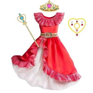 Elena Of Avalor Prinsesse Kostume Piger Disney Anime Rollespil Tøj Halloween Carnival Cosplay Outfit Børn Rød Flæse Lang Kjole Elena Sets 05 5-6Y Tag-M