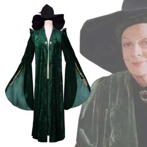 Halloween Harry Potter Mcgonagall Professor Hogwarts Rektor Lang Kjole Halloween Kostume Kostume XL