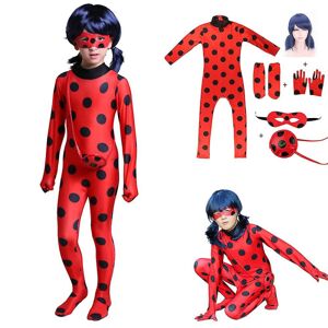 Kids Girl Ladybug Cosplay Kostym Sæt Halloween Party Jumpsuit F Z v 120(110-120CM)